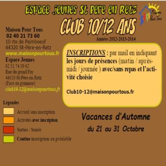 INSCRIPTIONS CLUB 10-12 automne 2024