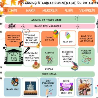 Programme Vacances de la Toussaint 1re semaine
