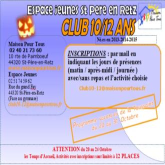 INSCRIPTIONS CLUB 10-12 Toussaint 2025
