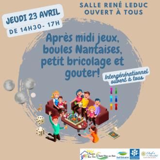 Apr�s midi interg�n�rationnel Jeux de soci�t�s, boules Nantaises, bricolage